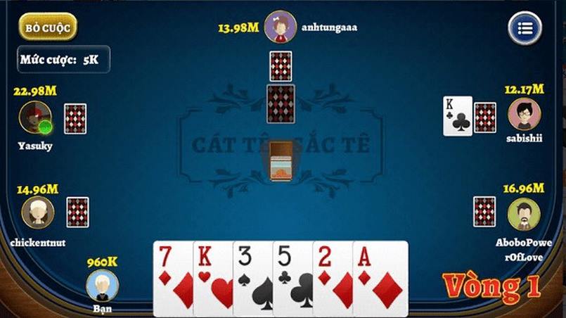 Bài cách tê là gì? Bật mí tuyệt chiêu chơi bài cách tê 3 Một ván bài cát tê ví dụ cho anh em